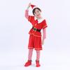 6 Pieces Christmas Elf Costume Red Shawl Winter Girls Boys Clothes With Hat For Christmas Eve Party New Year Children Outfit Set