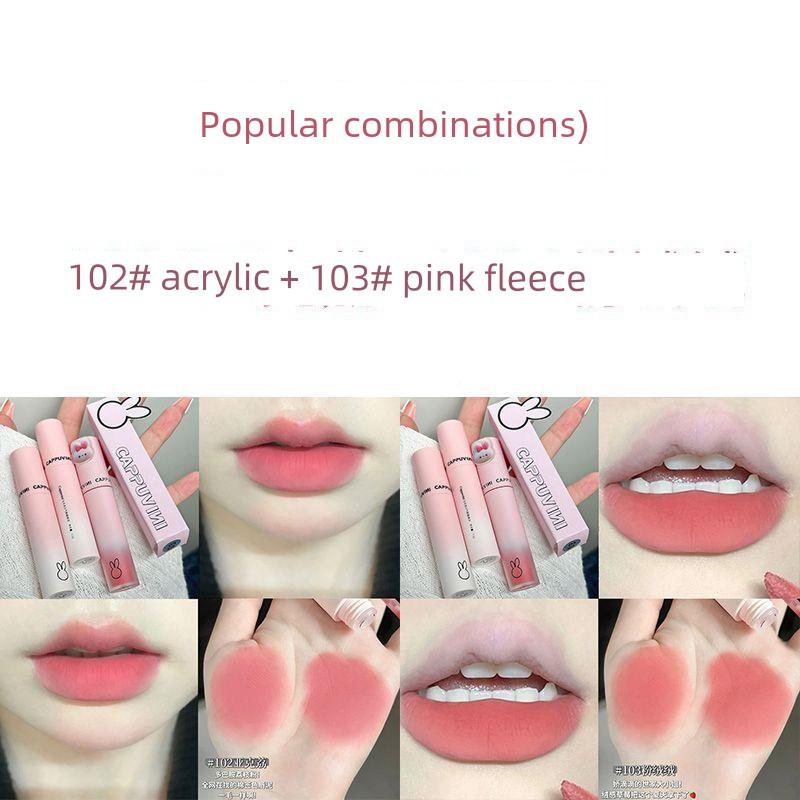 Pink Macaron Lip Mud Velvet Soft Matte Lip Gloss That Brightens the Complexion and Does Not Dry Out the Lips, Dual-Use Lip Color Lipstick for Students