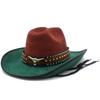 Retro Contrasting Western Style Cowboy Hat, High-end Suede Cow Head Decorative Wide-brimmed Sun Hat, British Style Jazz Hat