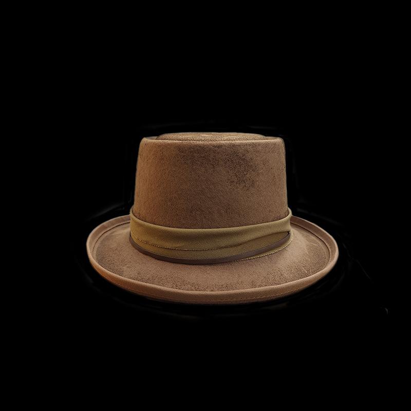 Cowboy Wind Sheep Felt Hat, Solid Color With Decorative Felt Hat