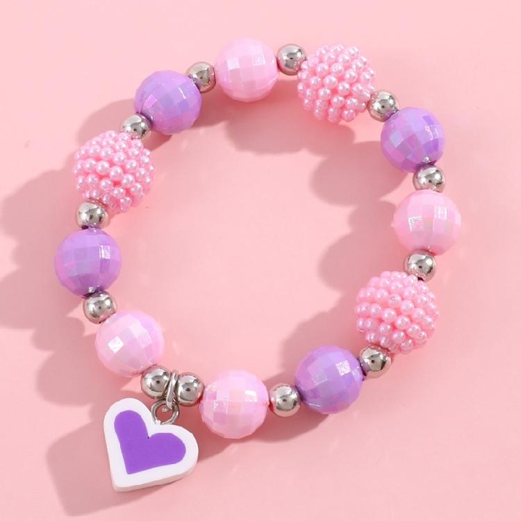 2Pcs Fashion Simple Colorful Beaded Short Necklace Bracelet Female Jewelry