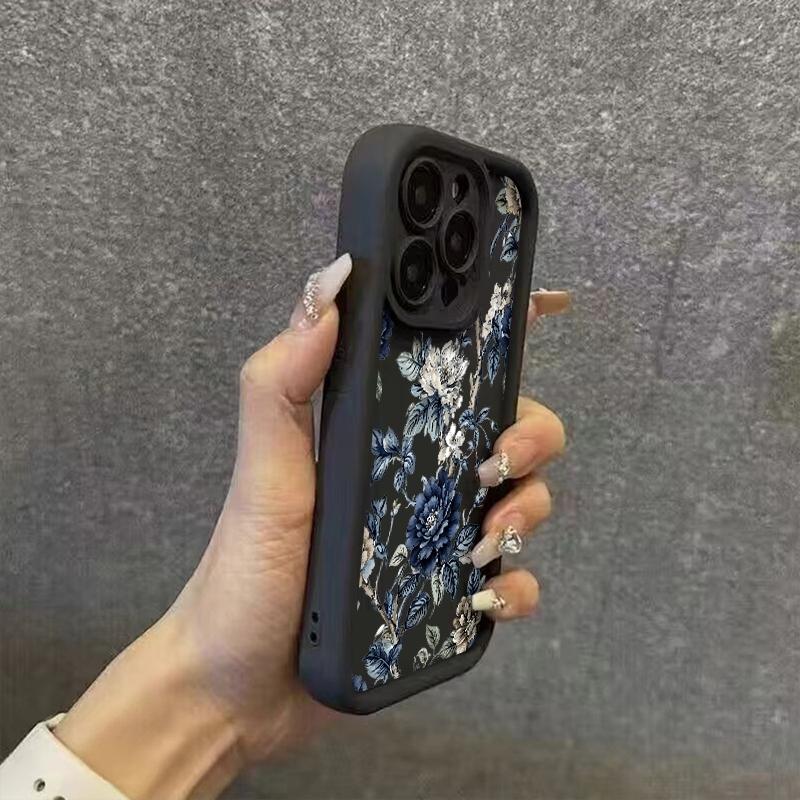 White and Blue Floral Branch Phone Case For Xiaomi Redmi Note 14 13 Pro Plus 5G 12 11 10 Pro 4G Redmi 13 14C 13C 12C Candy Cover