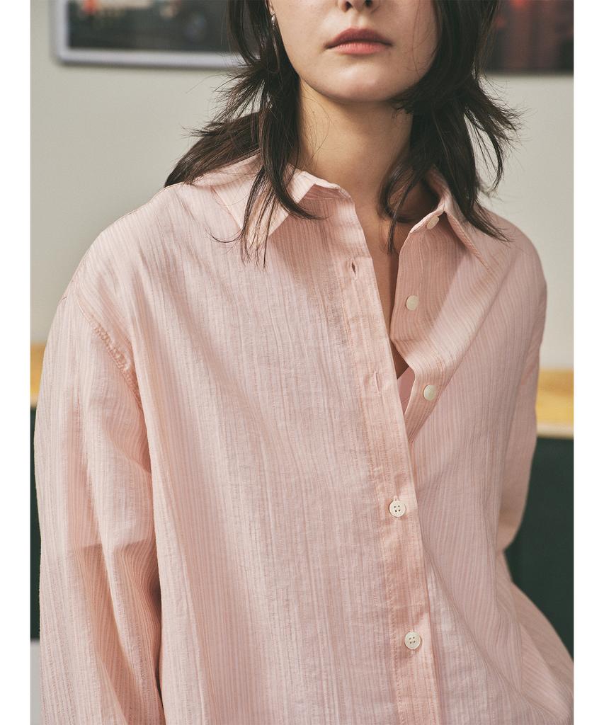 ROIROI Striped Sheer Shirt - Pink