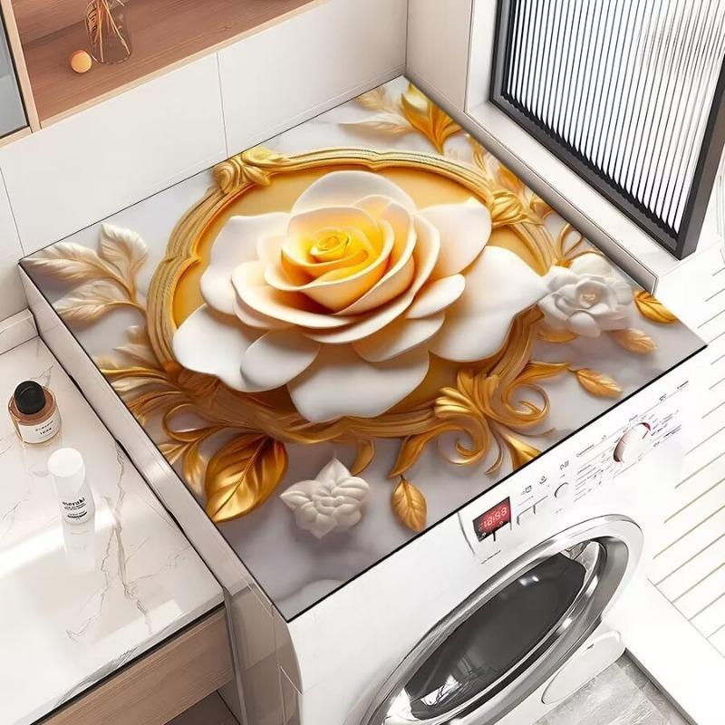 Elegante funda floral a prueba de polvo y de secado rápido para refrigerador y lavadora