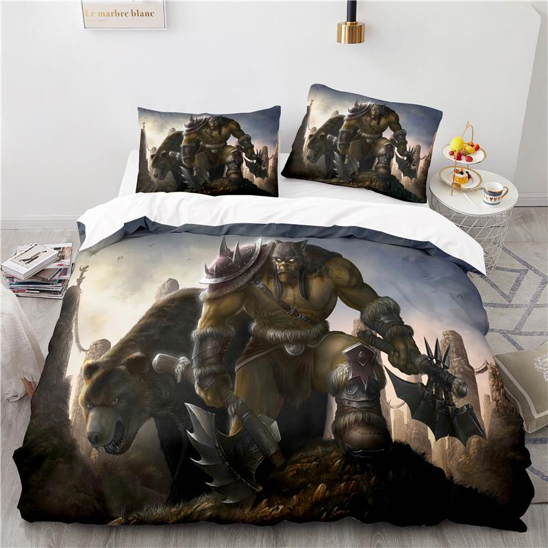 World of Warcraft Games Bedding Set Horde Banner Flag Printed Duvet Cover Set Pillowcase Twin Full Queen King Size Drop Shipping