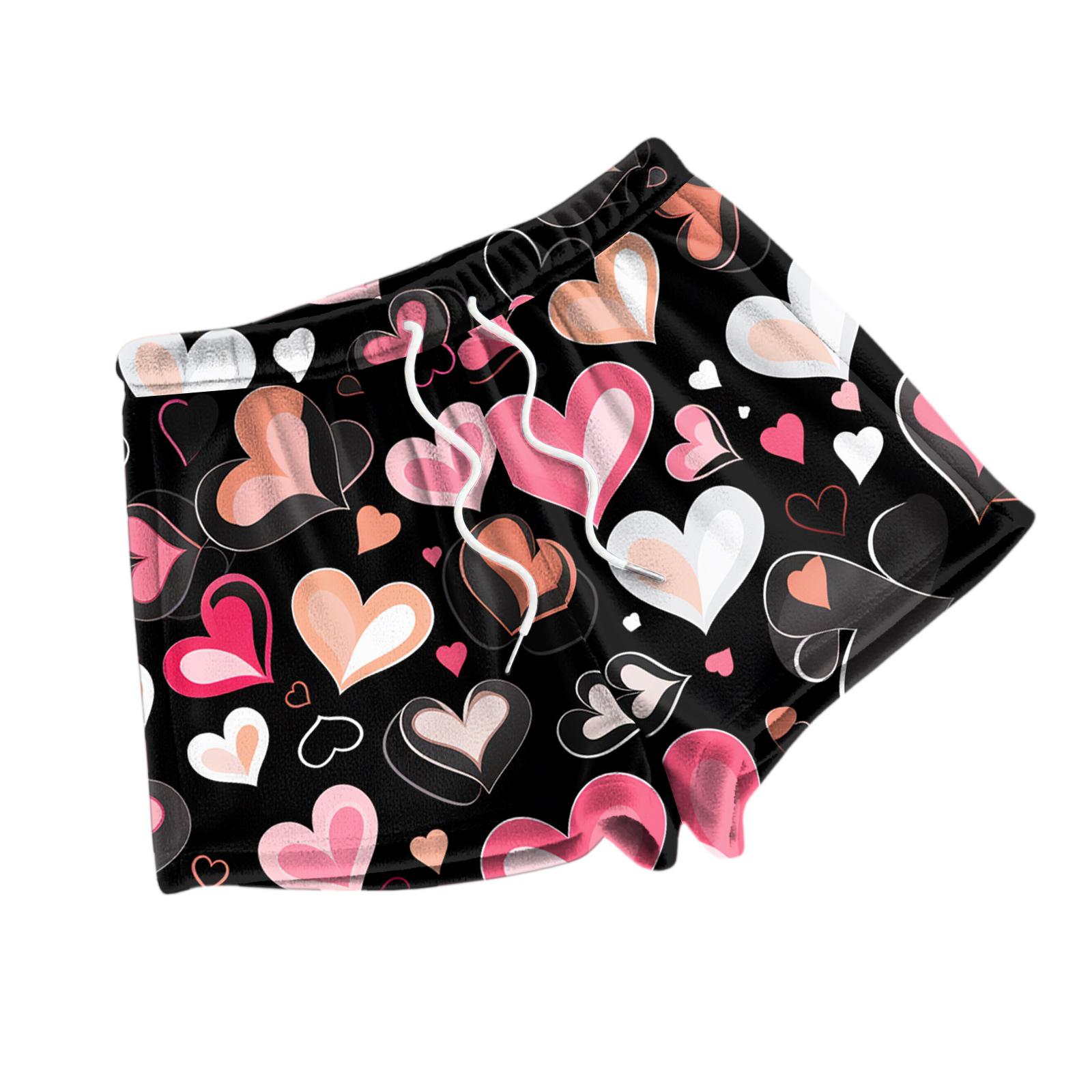 

Женские модные пижамные штаны с принтом ко Дню святого Валентина, повседневные плюшевые шорты M