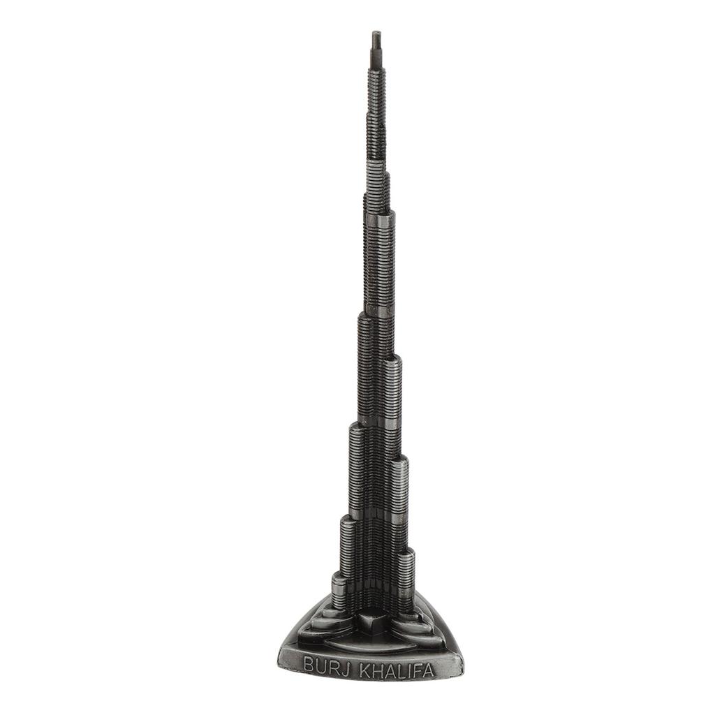 Burj Khalifa Tower Model Gray Alloy Miniature Dubai Tower Ornament Dubai Landmark Building Model