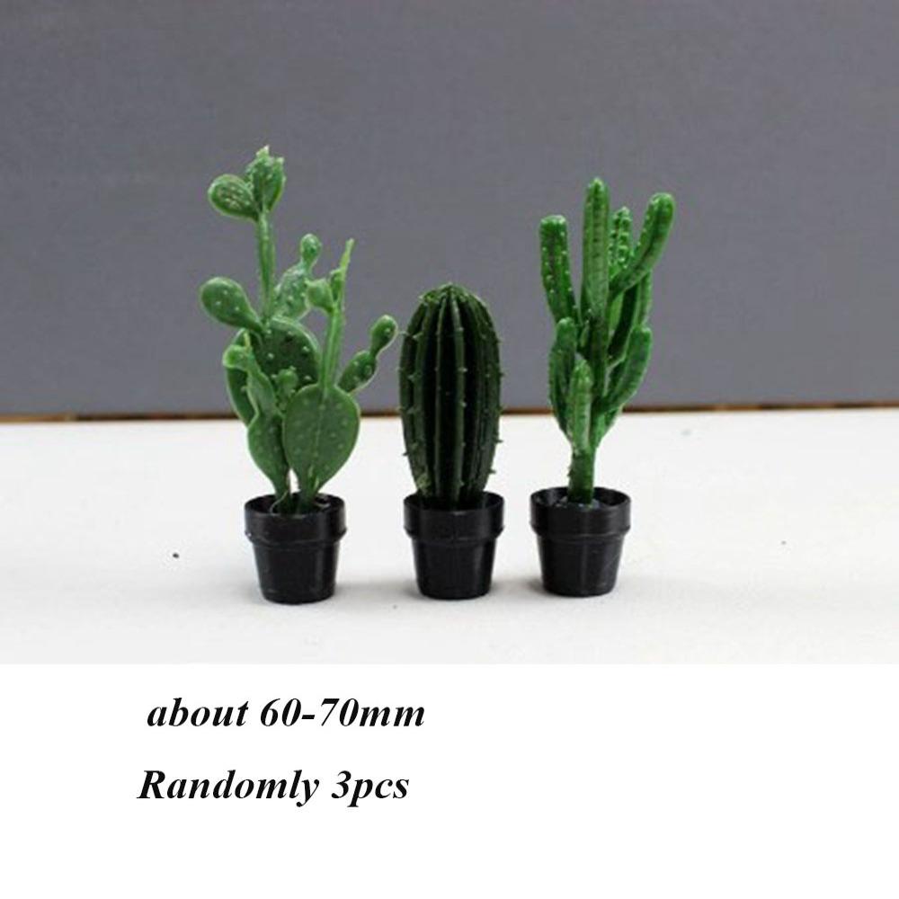 3pcs New 1:12 Dollhouse Miniature Potted Plant Multistyles Mini Bonsai Garden Home Model Play House Decor Doll House Accessories
