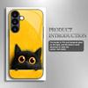Cute cat tempered glass phone case suitable for Samsung Galaxy S26 S25 S24 S23 S22 S20 FE/Ultra/Plus anti fall back cover