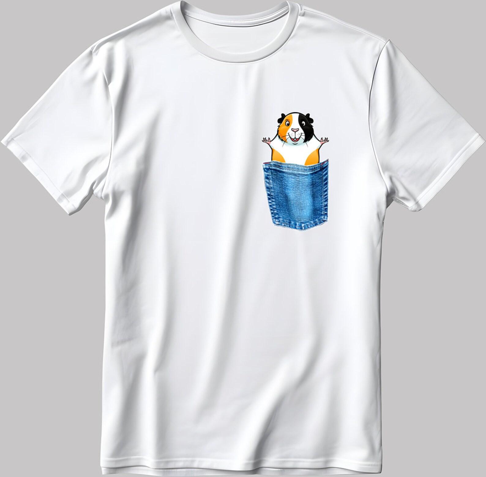 Guinea Pig Pocket T-Shirt, Animal Graphic Tee K221 4XL
