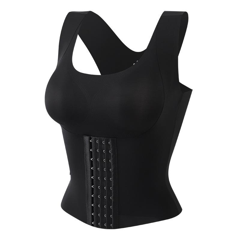 Plus Size Seamless Body Shaper with Chest Pads - Tummy Control & Beautiful Back Sports Vest