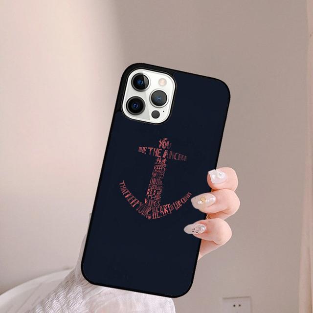 Blue Boat Anchor Printing Drawing Phone Case Back Cover for iPhone 17 Air 16 15 14 13 11 12 Pro Max Plus Coque