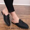 Men Fashion Slippers Men One Step Casual Comfortable Half Dragged Small Leather Shoes Men Outdoor Business Slippers Size 38-44