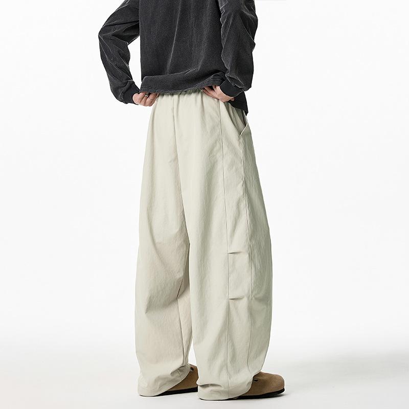 Fashion Bottom Clothes Pants Japanese Style Men's Solid Color Simple Basic Casual Trendy Loose Wide Leg Cargo Trousers