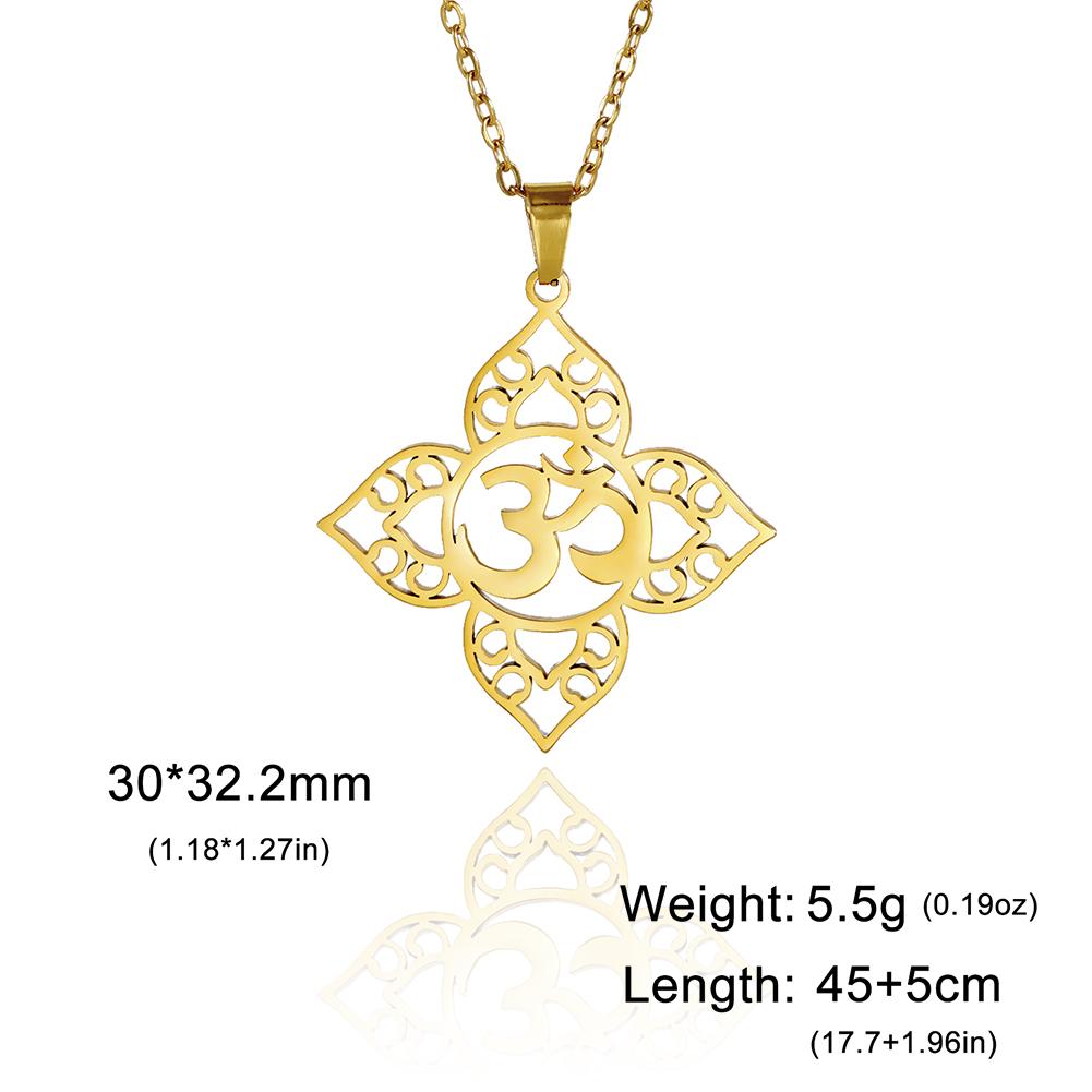 Lucktune Lotus OM Yoga Chakra Symbol Pendant Necklace Women Stainless Steel Buddhism Hindu Amulet Chain Necklace Jewelry Gift