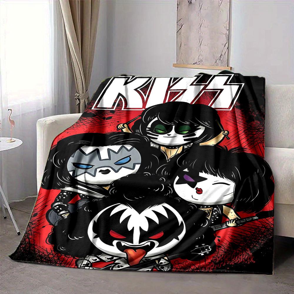 1pc KISS Band Merchandise Blanket Soft All Season Throw with Vibrant Design, Perfect for Home, Travel, and Gifts, Ideal for Naps and Camping