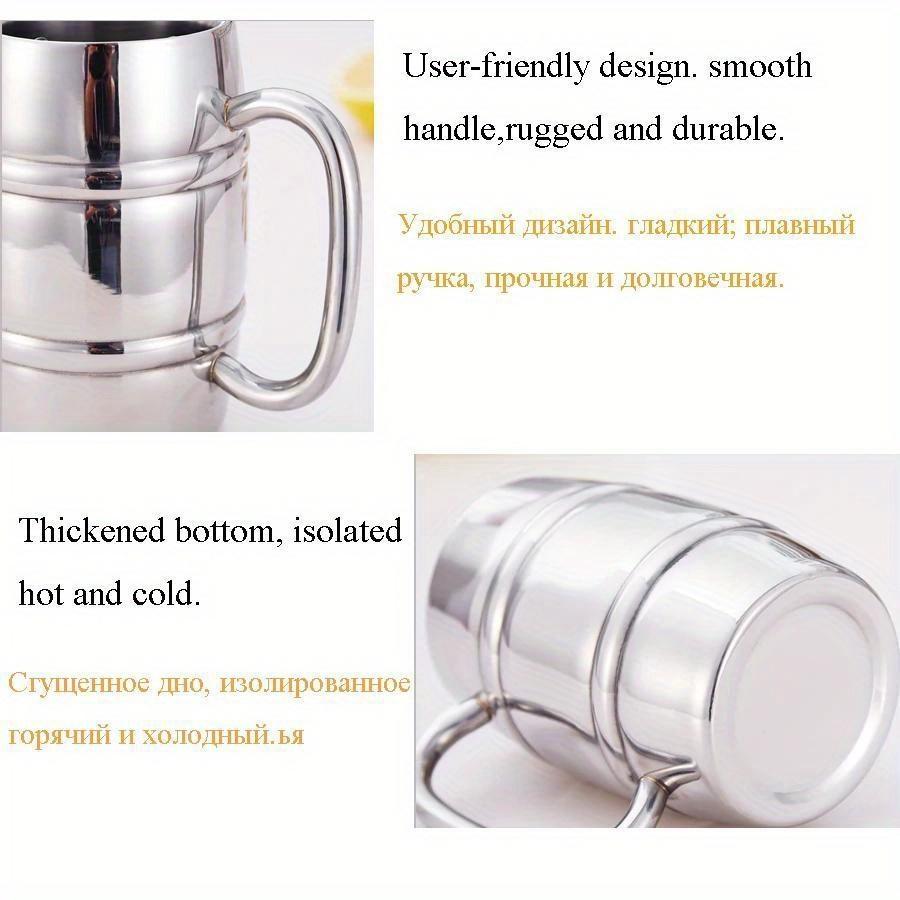 400ml Double Stainless Steel Beer Cup Outdoor Camping Western Coffee Cup with Handle Insulated Portable Water Cup Mugs Utensils