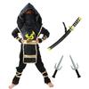 Ninja Costume Set with Double Sai Swords Throwing Stars for Halloween Cosplay Outfit Accessories Included Best Birthday Gift