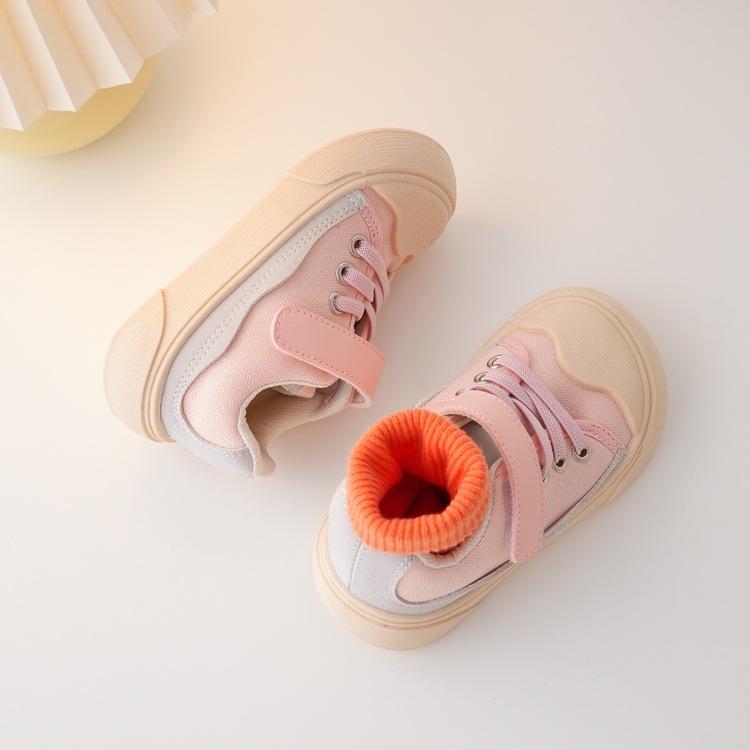 Children Canvas Shoes Boys Toe Protection Casual Shoes Girls Retro Style Soft Sole Nonslip Sneakers Size