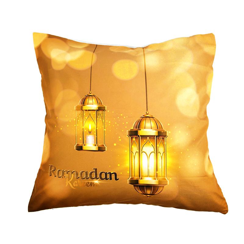 Home Decor Ramadan-themed Moon & Lantern Printed Pillowcases Pattern Cushion Cover Suitable for Sofa Bedroom Car Pillow Cover