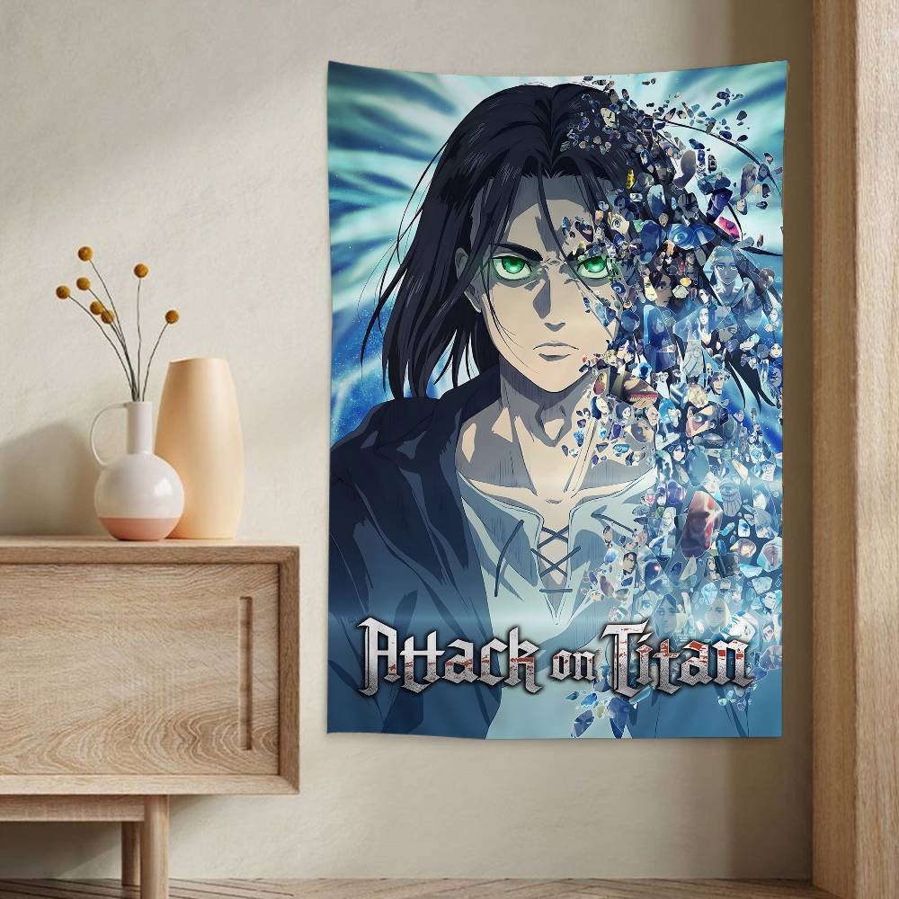 Атака Титанов Настенный гобелен Арт-печать Японский настенный гобелен Аниме Настенное украшение для дома 74x94cm(29x37in)