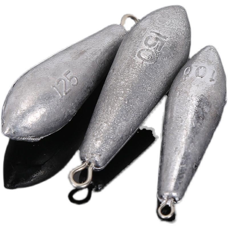 Willow Leaf Long-Distance Casting Sinker with Ring & Teardrop Hook for Sea Rod Fishing Gear