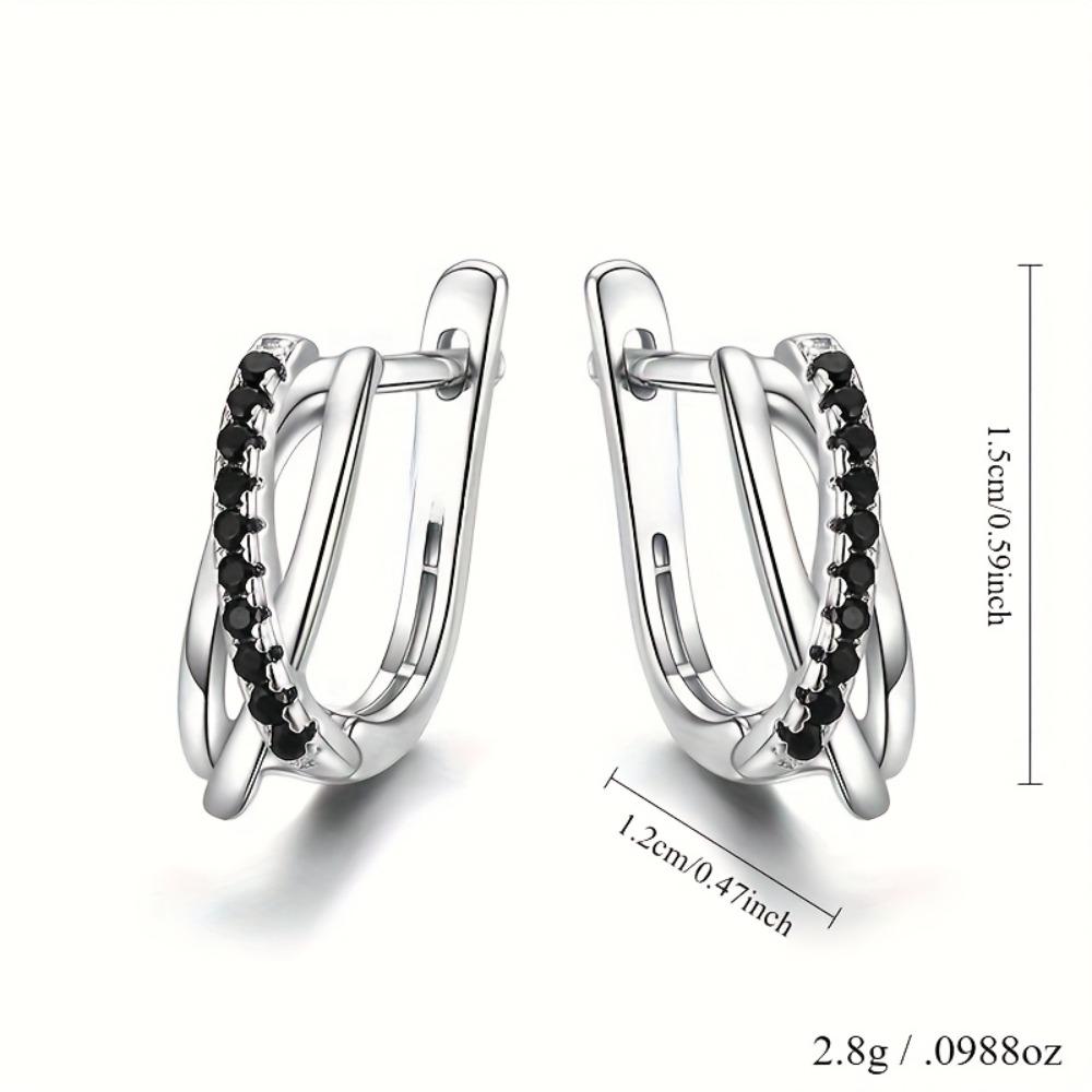 Black Awn Klassische echte Ohrringe, Schmuck, schwarzer Stein, niedliche Creolen für Frauen