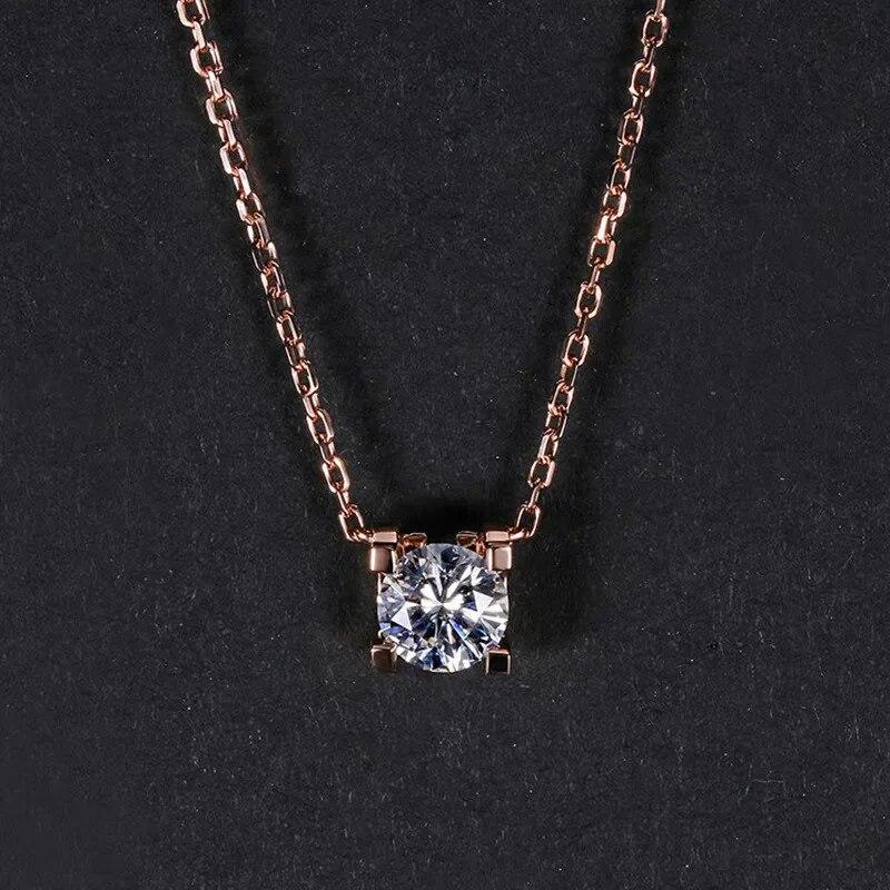1-2CT 18K Gold Bull Head Necklace Luxury Rose Gold Moissanite Passed Diamond Test S925 Silver Women Birthday Party Jewelry AU750