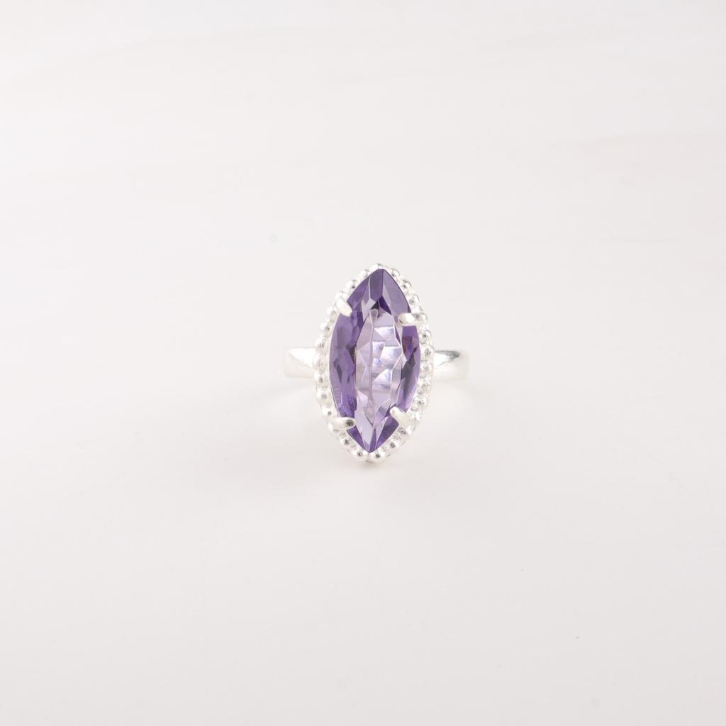 Purple Iolite Gemstone 925 Sterling Silver Handcrafted Jewelry Engagement Ring RR-64-3