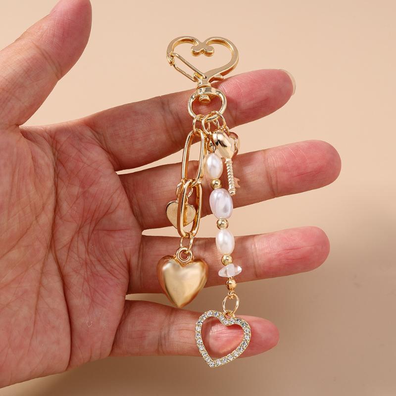 Porte-clés Cœur d'Amour en Alliage Coquillage Étoile de Mer Porte-clés Pendentifs Pour Femmes Filles Décoration de Sac à Main Bijoux Faits Main DIY Cadeaux