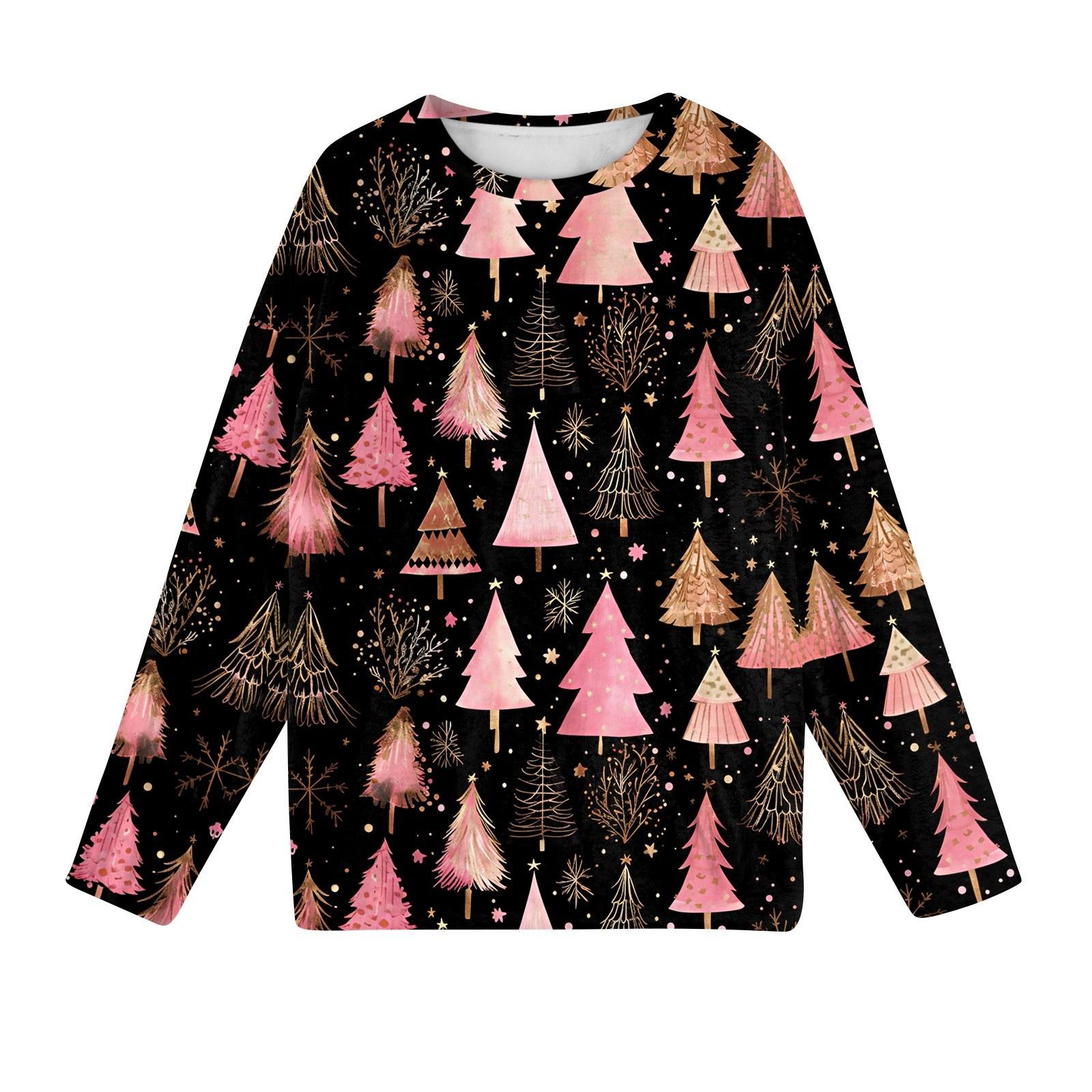 

Женская мода зимние принтованные длинные рукава женские пижамы топы S розовый