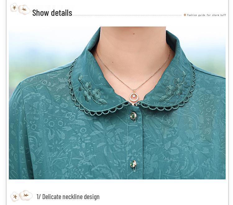 2026 Silk Long-Sleeve Top for Middle-Aged and Elderly Women - Spring & Autumn Fashion.