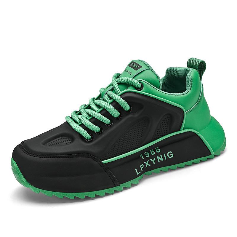 New ModelPlus-Size Sneakers, Trendy Brand Leather Dad Shoes, Spring Student Men'S Shoes, Black Running Shoes
