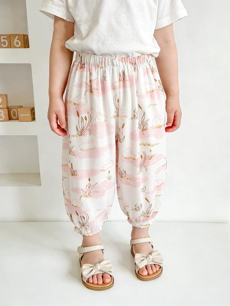 Children's Elastic Waist Mosquito Repellent Summer Pants - European & American Style for Boys & Girls