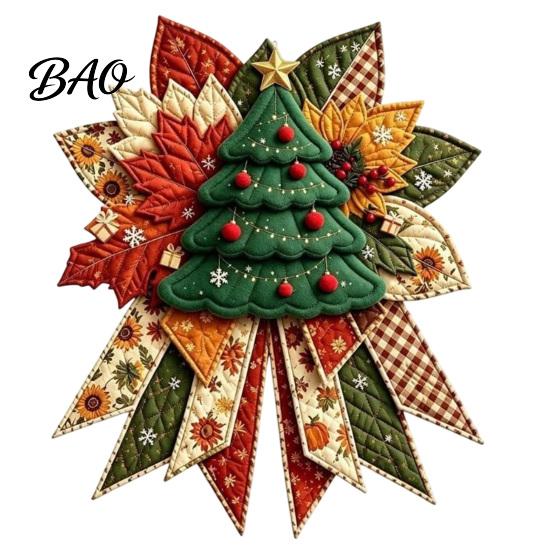 Anpassbare Weihnachtsfeier-Gastgeschenke Weihnachten DIY Gesteppte Schleife Nähen Bastelset, Vorgeschnittene Patchwork-Stoffkunst für Set, Türhänger Wand Kaminsims Heimdekoration