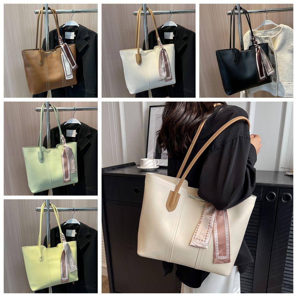 Silk Scarf One Shoulder Bag Korean Style Women Handbag Underarm Bag Tote Bag  Shopping
