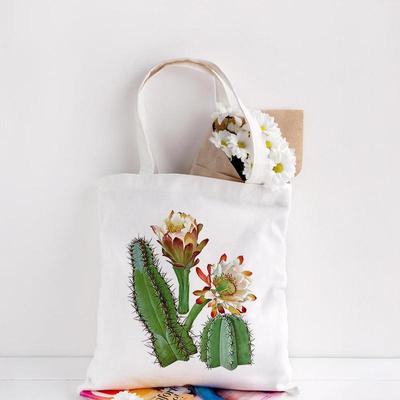 Sacs à main pour femmes Sac fourre-tout en toile Sac cactus de dessin animé Sac de shopping décontracté Voyage Femmes Sacs de shopping écologiques