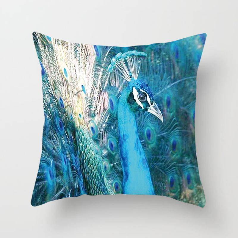 Peacock Print Pillow Decoration Home Car Sofa Cushion Cover Bed Animal