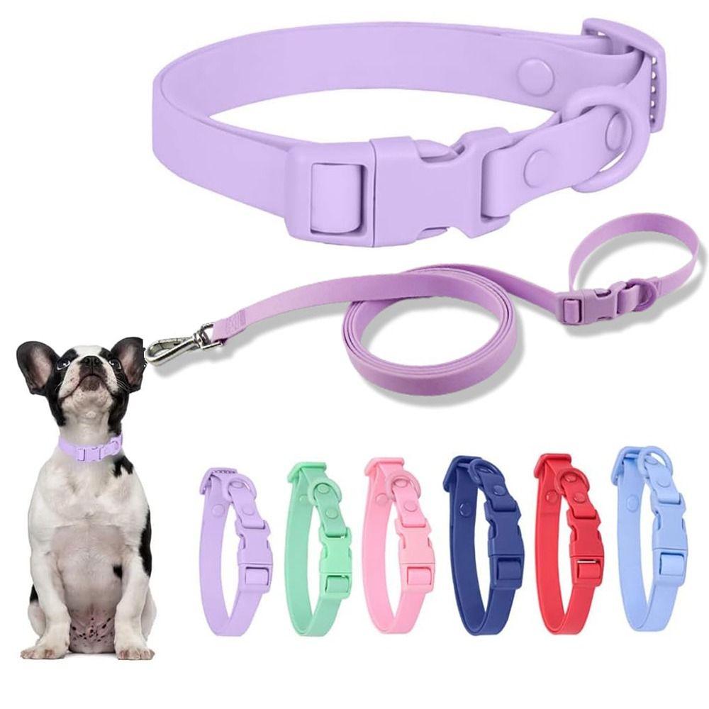 

Waterproof PVC Pet Collars Combo Adjustable Soft Dog Leashes Easy Clean Dog Collar Leash Set Puppy S рожевий