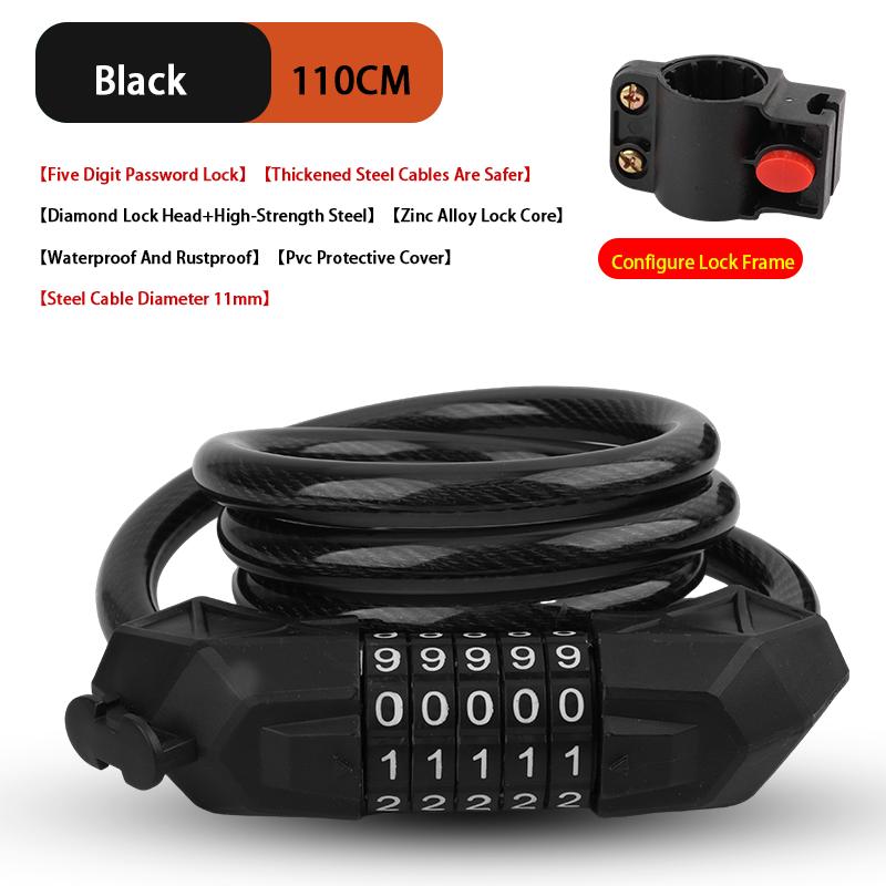 Heavy-Duty Security Anti-Theft Bicycle Lock Lightweight Waterproof Rust-Resistant Steel Cable Lock For Bikes Steel Cable Lock Steel Cable Lock