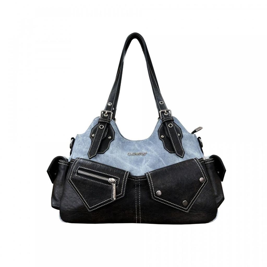 Niche Retro Color-blocking Single-shoulder Bag, Underarm Handbag, Fashionable and Trendy Crossbody Bag