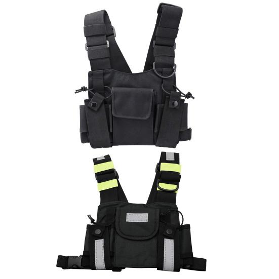 Universal Two Way Radio Chest Bag Hands-Free Walkie-Talkie Holder Adjustable Water Resistant Front Vest Bag
