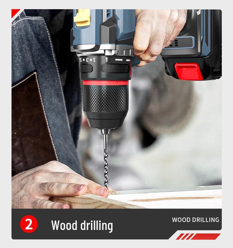 Compact Brushless Electric Drill - Rechargeable Lithium Power, Multi-Function Pistol Tool for Household Use