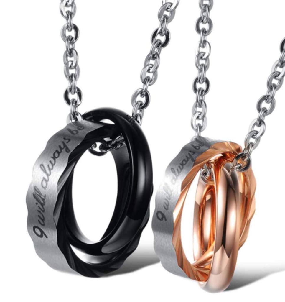 Jewelry Specialty Store Pair Necklace Ring Couple Popular Accessories Double Ring Pair Look Cubic Zirconia High Quality Paper Bag for Gift Jewelry