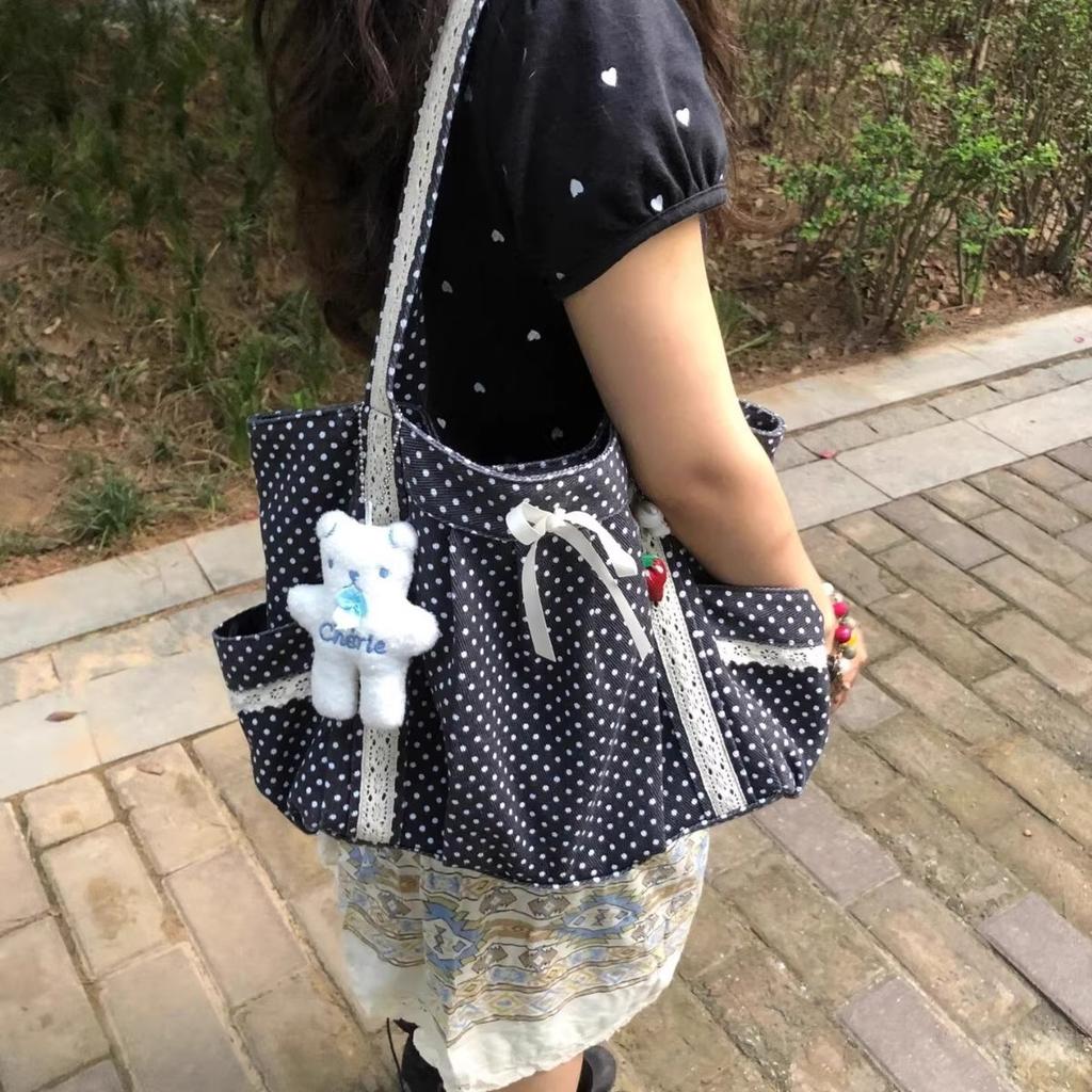 New middle school student schoolbag cute polka dot sweet soft girl transparent baby bag girl backpack