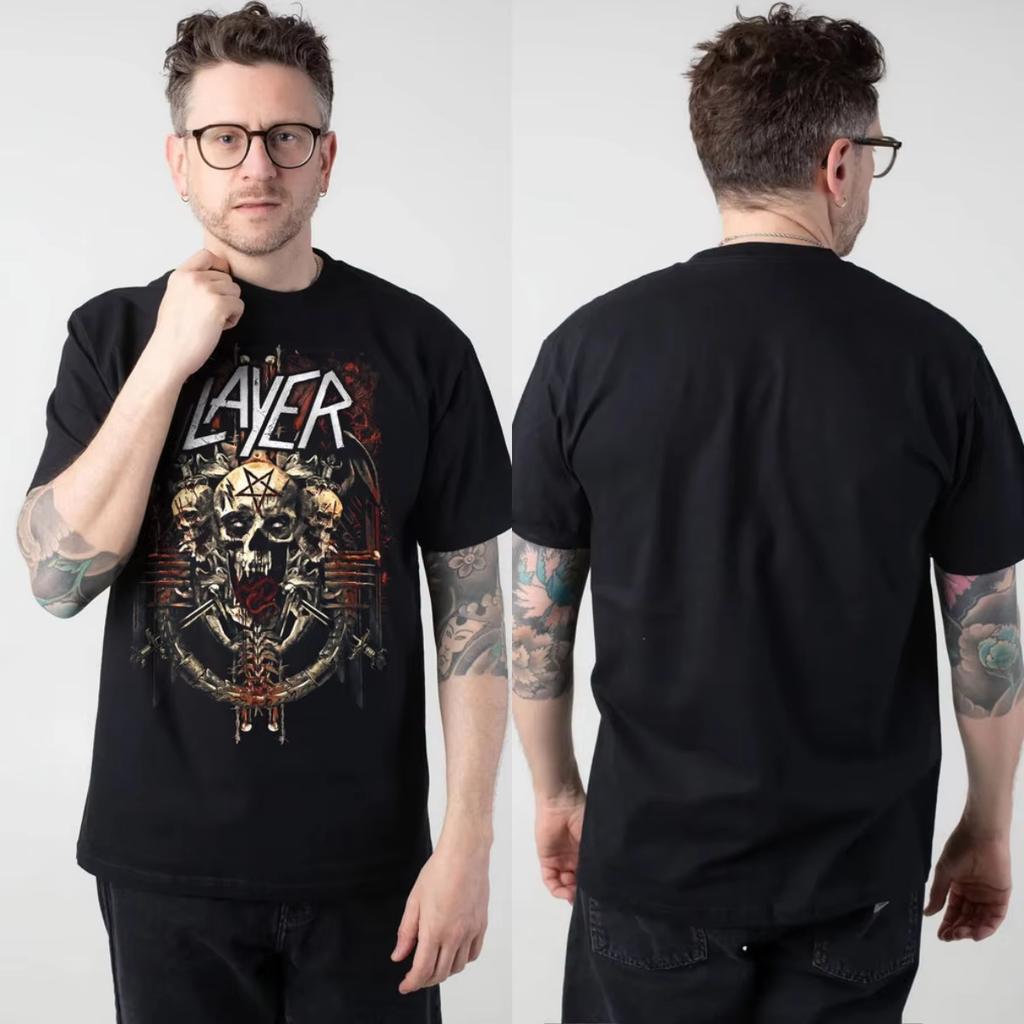 Rare Slayer Graphic Unisex Summer Short Sleeve Luxury Casual Vintage Fashion Brand Men and Women T-Shirt