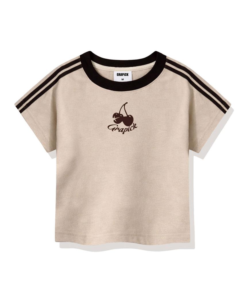 Geulapig Cherry Pick Semi-Crop Track Short Sleeve T-Shirt 6 Colors [Grse_6003]