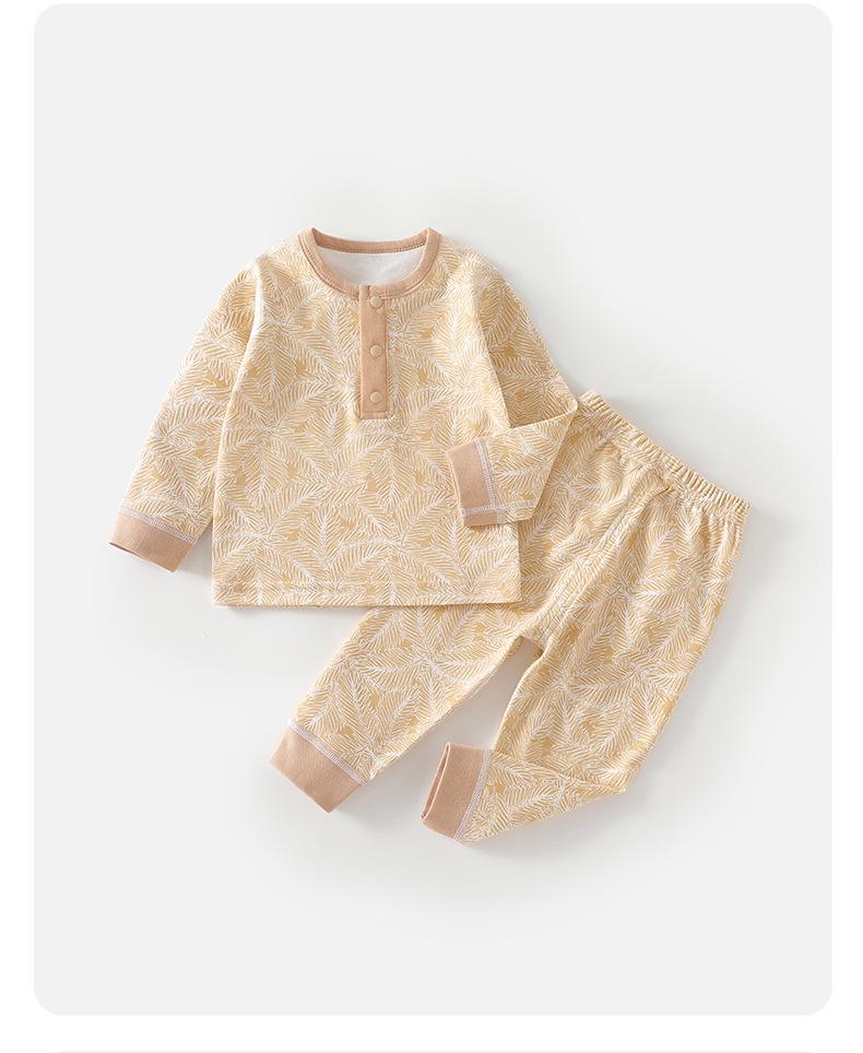 Leaf Cotton Flannel Pajama Set - 100% Cotton Infant Toddler Sleepwear for Autumn, Spring, and Winter