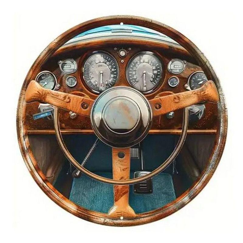 2D Retro Car Tin Painting for Bars Cafes Interior Wall Decor