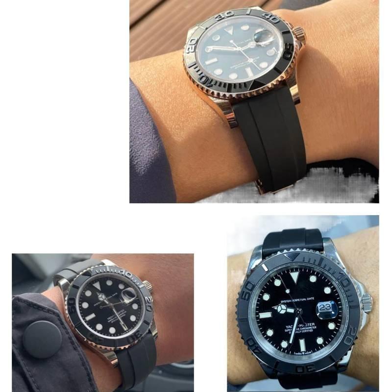 For Rolex Water Ghost Series Wrist Band Waterproof Silicone Watch Band Fold Buckle Men Sport Bracelet 20mm Rubber Watch Strap